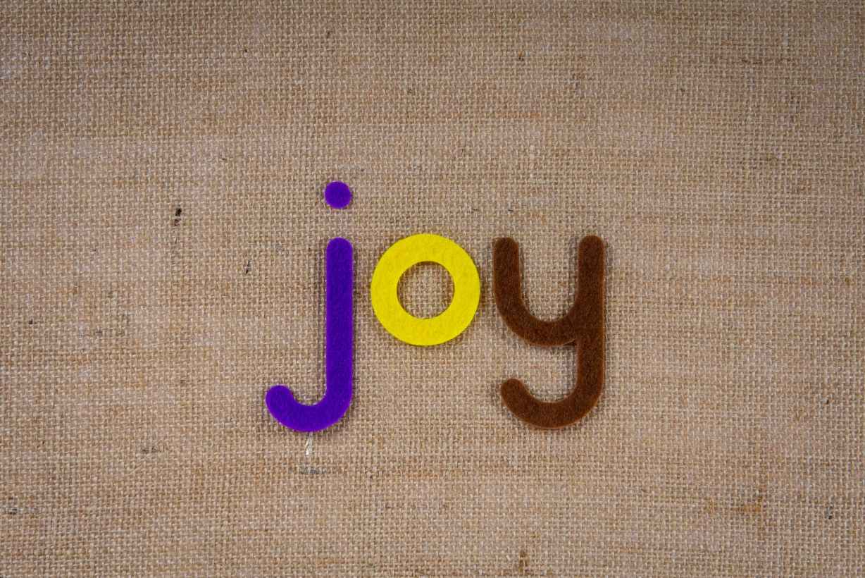 word joy in colorful cutouts